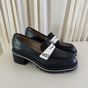 Bernardo Selma Loafer Lug Heel Navy Womens Size 9.5 M
Preppy Chunky Academia